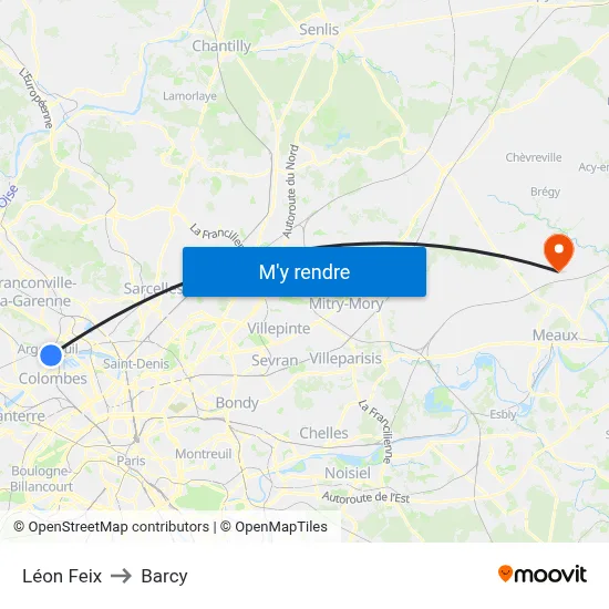 Léon Feix to Barcy map