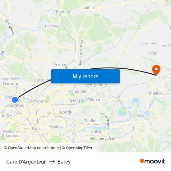 Gare D'Argenteuil to Barcy map