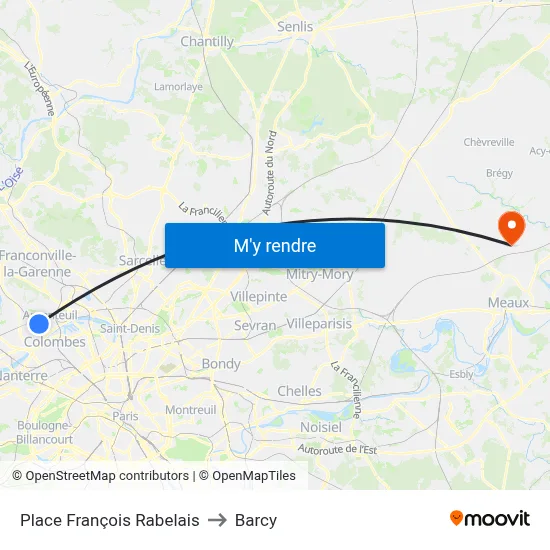 Place François Rabelais to Barcy map