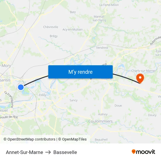 Annet-Sur-Marne to Bassevelle map