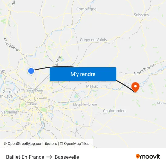 Baillet-En-France to Bassevelle map