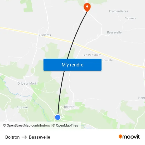 Boitron to Bassevelle map