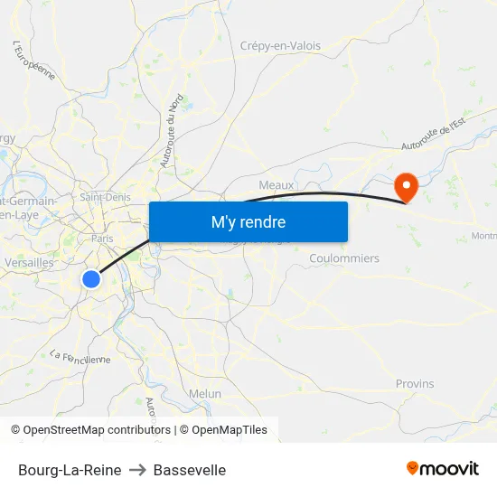 Bourg-La-Reine to Bassevelle map