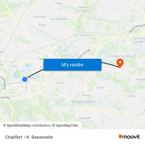 Chalifert to Bassevelle map