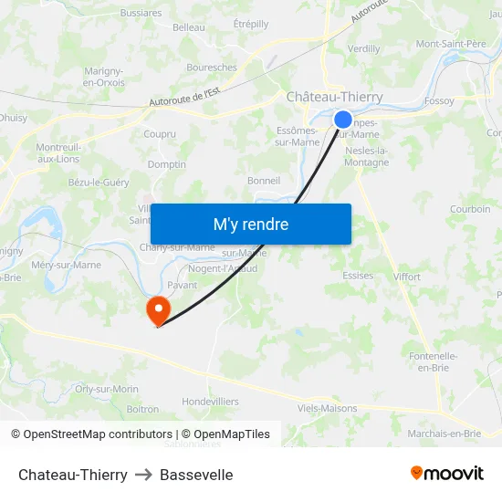 Chateau-Thierry to Bassevelle map