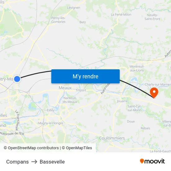 Compans to Bassevelle map