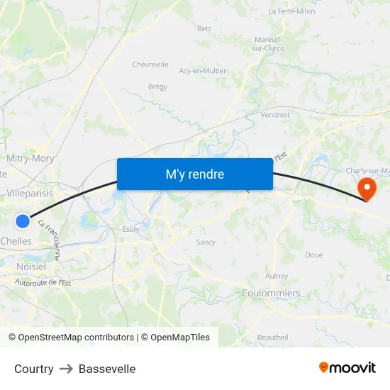 Courtry to Bassevelle map