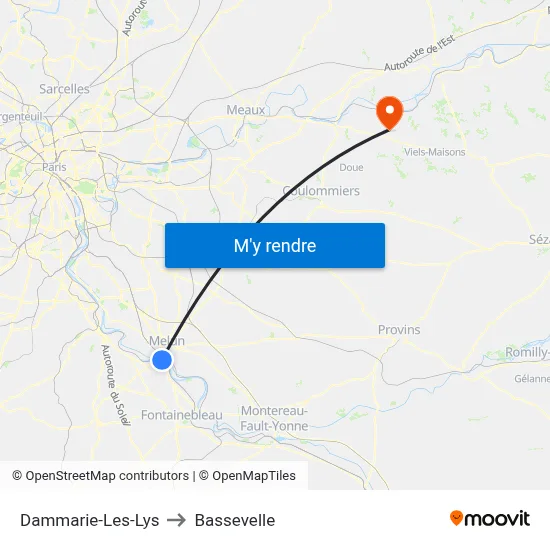 Dammarie-Les-Lys to Bassevelle map