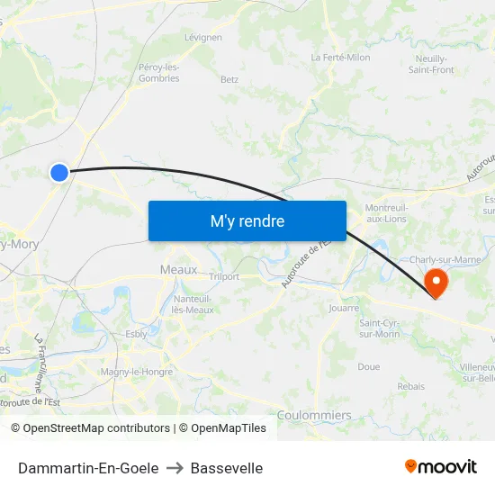Dammartin-En-Goele to Bassevelle map