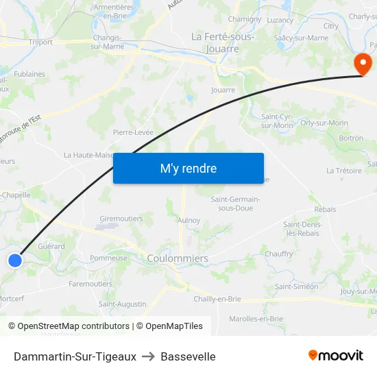 Dammartin-Sur-Tigeaux to Bassevelle map