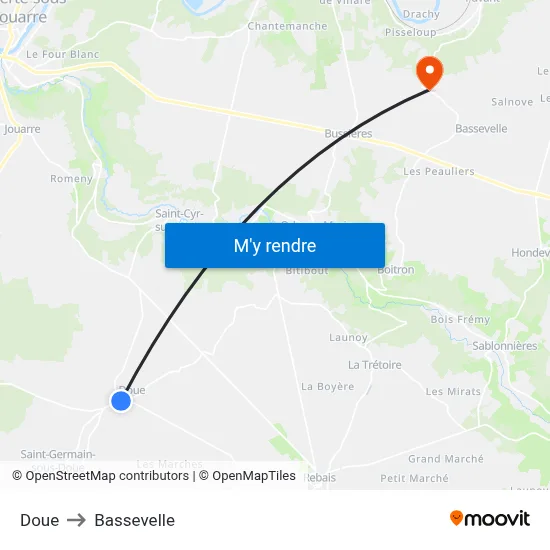 Doue to Bassevelle map
