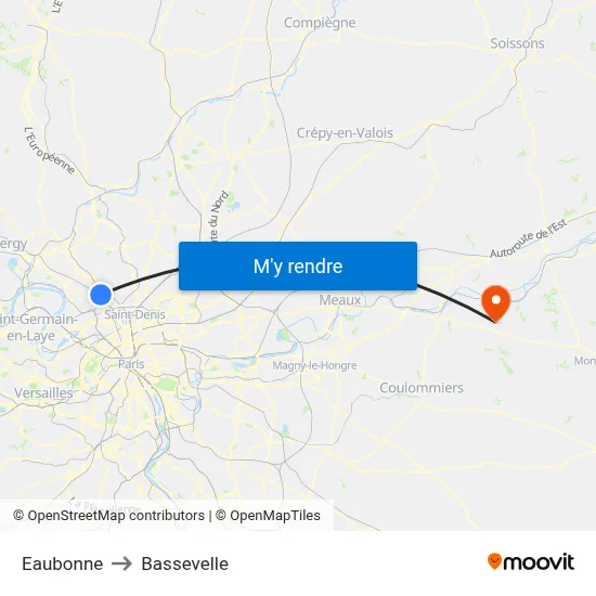 Eaubonne to Bassevelle map