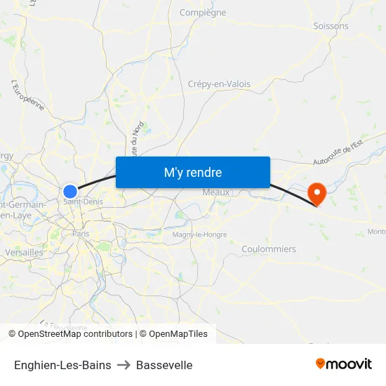 Enghien-Les-Bains to Bassevelle map