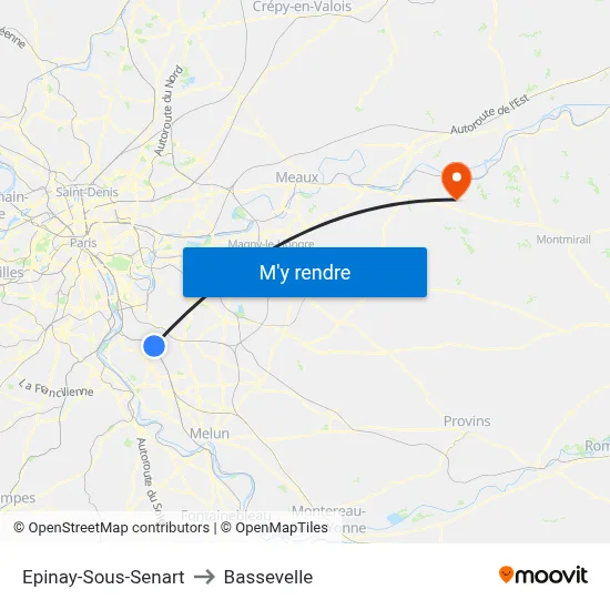 Epinay-Sous-Senart to Bassevelle map
