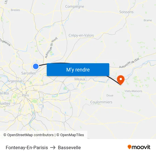 Fontenay-En-Parisis to Bassevelle map