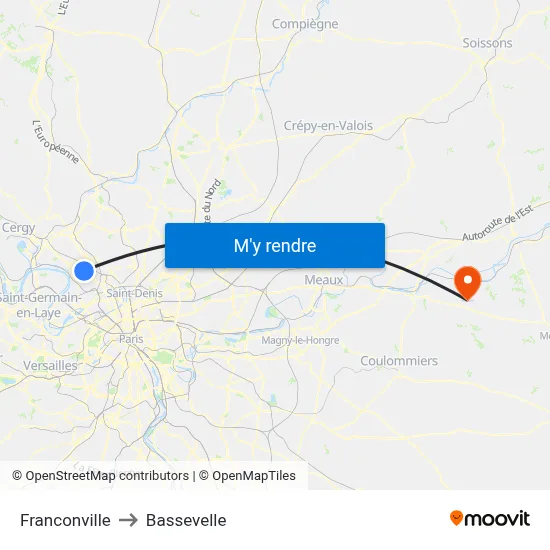 Franconville to Bassevelle map