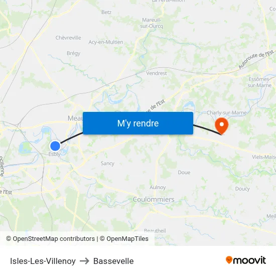 Isles-Les-Villenoy to Bassevelle map