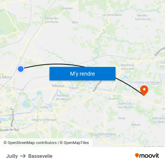 Juilly to Bassevelle map