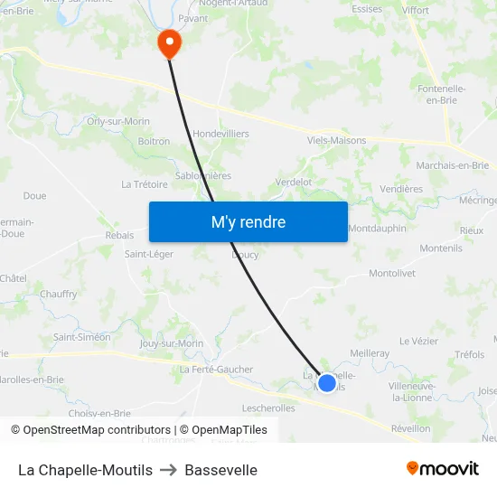 La Chapelle-Moutils to Bassevelle map