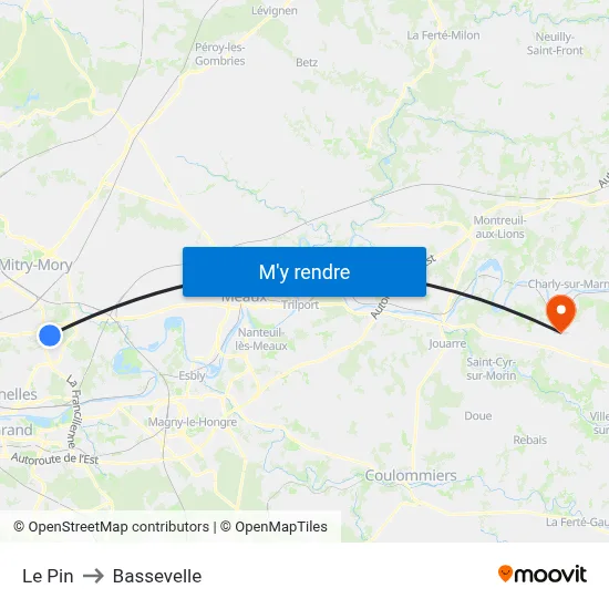 Le Pin to Bassevelle map