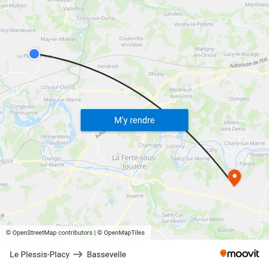 Le Plessis-Placy to Bassevelle map