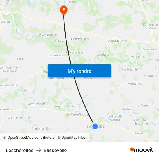 Lescherolles to Bassevelle map