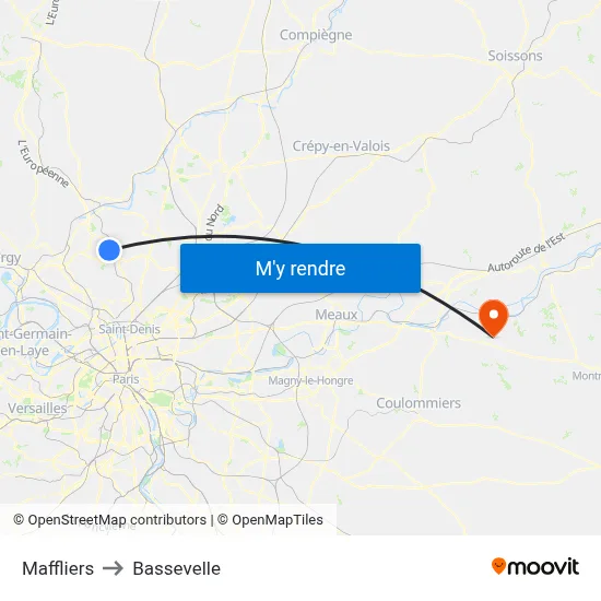Maffliers to Bassevelle map