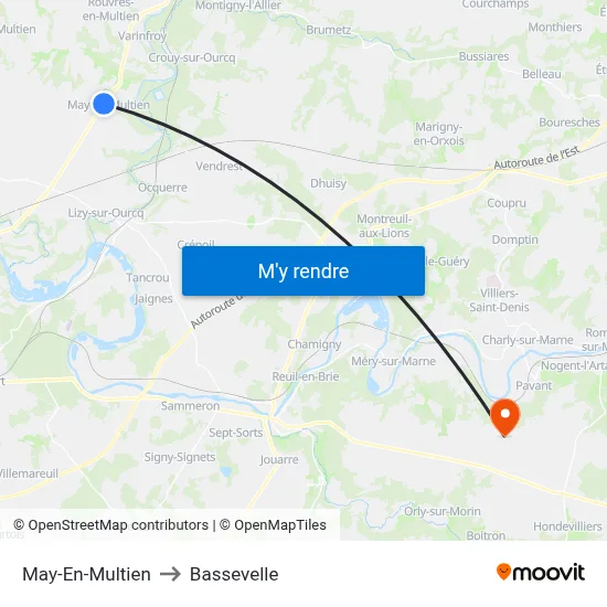 May-En-Multien to Bassevelle map
