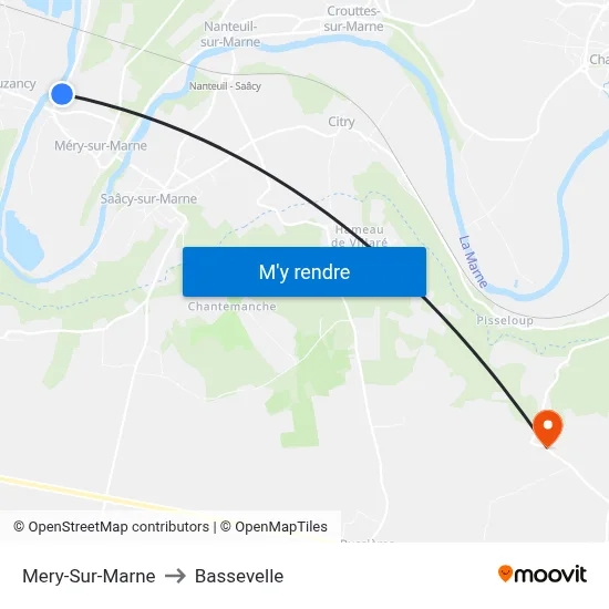 Mery-Sur-Marne to Bassevelle map