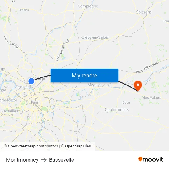 Montmorency to Bassevelle map