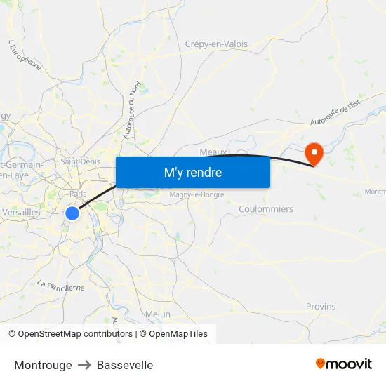 Montrouge to Bassevelle map