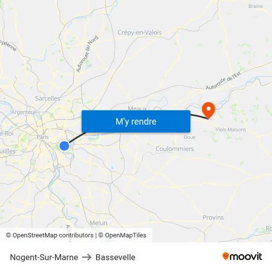 Nogent-Sur-Marne to Bassevelle map