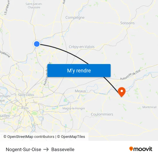 Nogent-Sur-Oise to Bassevelle map