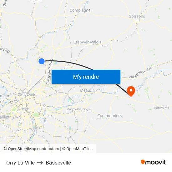 Orry-La-Ville to Bassevelle map