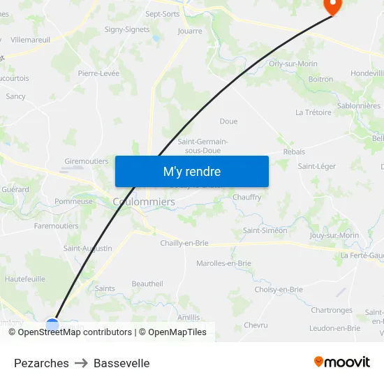 Pezarches to Bassevelle map