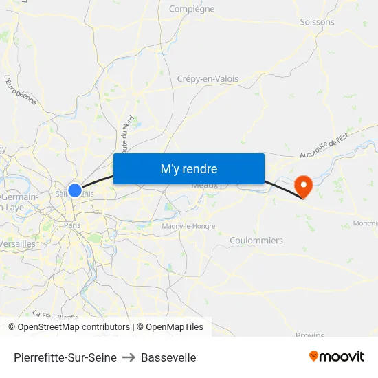 Pierrefitte-Sur-Seine to Bassevelle map