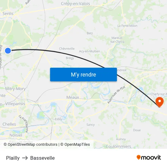 Plailly to Bassevelle map