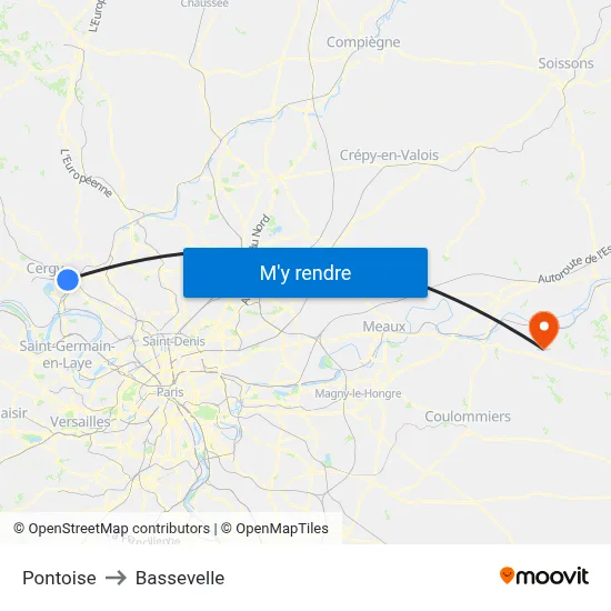 Pontoise to Bassevelle map