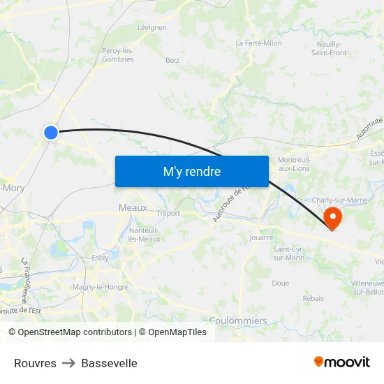 Rouvres to Bassevelle map