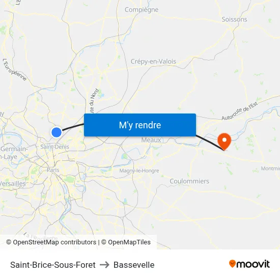 Saint-Brice-Sous-Foret to Bassevelle map