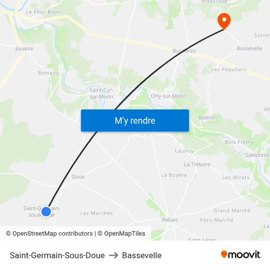 Saint-Germain-Sous-Doue to Bassevelle map