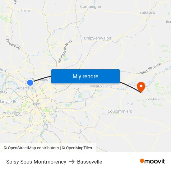 Soisy-Sous-Montmorency to Bassevelle map