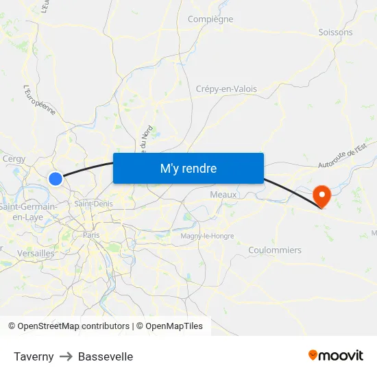 Taverny to Bassevelle map
