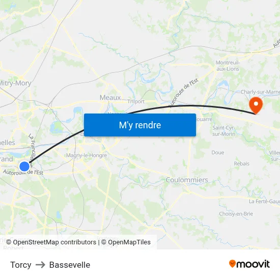 Torcy to Bassevelle map
