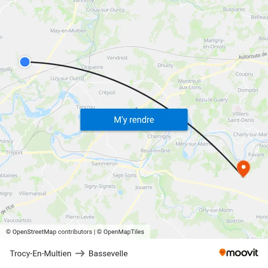 Trocy-En-Multien to Bassevelle map