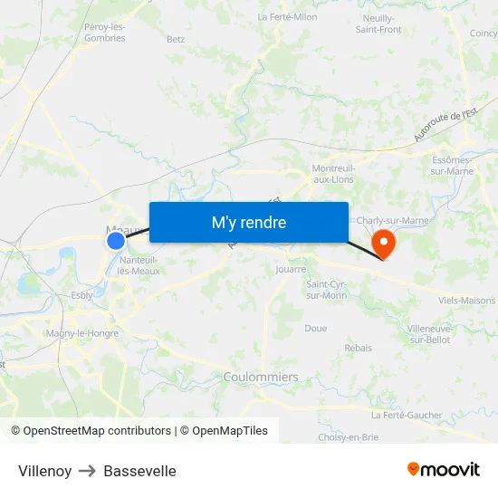 Villenoy to Bassevelle map