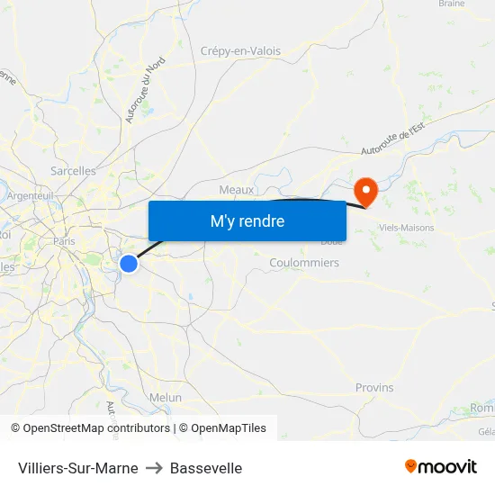 Villiers-Sur-Marne to Bassevelle map