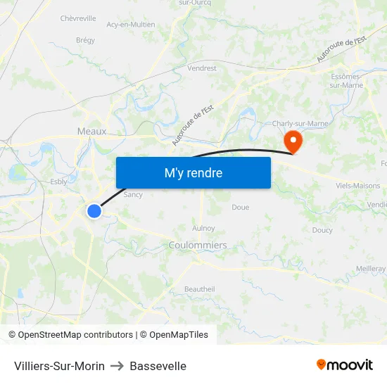 Villiers-Sur-Morin to Bassevelle map
