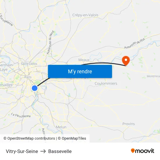 Vitry-Sur-Seine to Bassevelle map