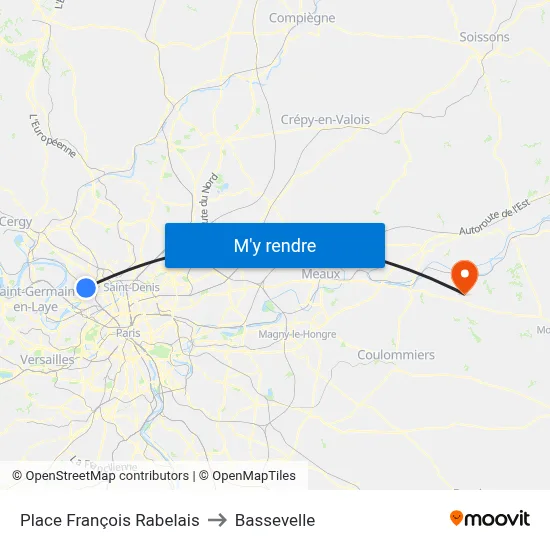 Place François Rabelais to Bassevelle map